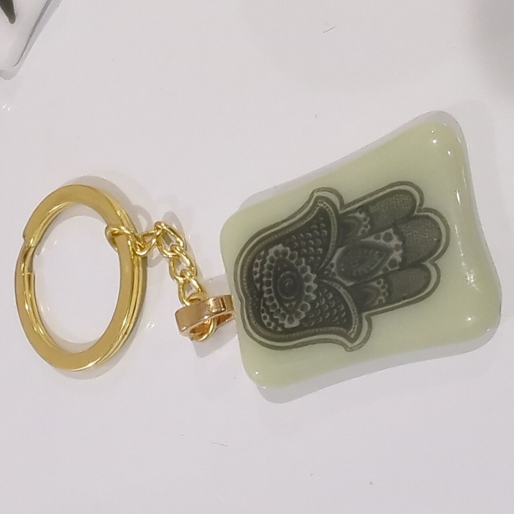 Hamsa mystical spiritual protection amulet bag charm keychain hand crafted